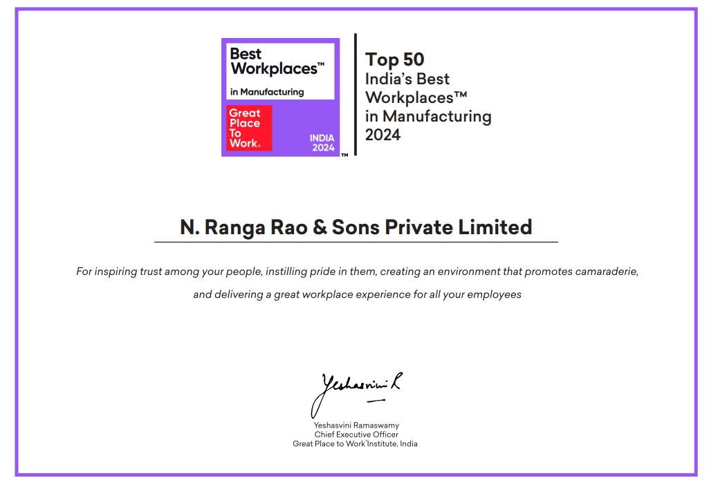 N. Ranga Rao & Sons, Makers of Cycle Pure Agarbathi Celebrated Among Top 50 India's Best Workplaces in Manufacturing 2024