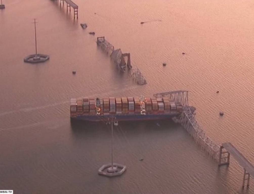 Francis Scott Key Bridge Collapses in Baltimore After Collision with Container Ship