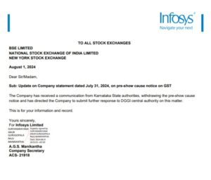 Infosys Clarifies ₹32,403.46 Crore IGST Demand for 2017-22 Following DGGI Evasion Allegations