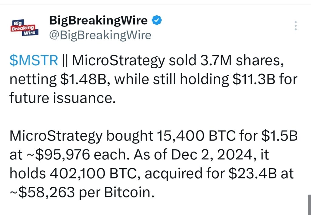 MicroStrategy Sells Shares for $1.48B, Acquires 15,400 Bitcoins; MARA Holdings Launches $700M Offering for Bitcoin and Notes Repurchase