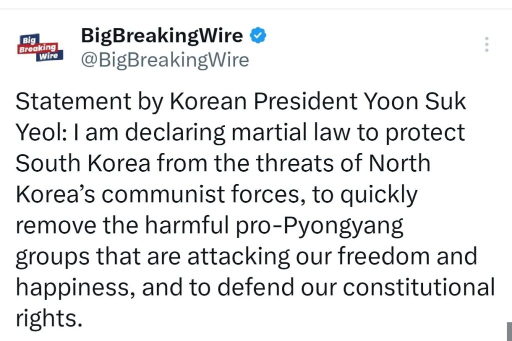 South Korean President Yoon Declares Martial Law Amid Political Tensions and Allegations of Authoritarianism