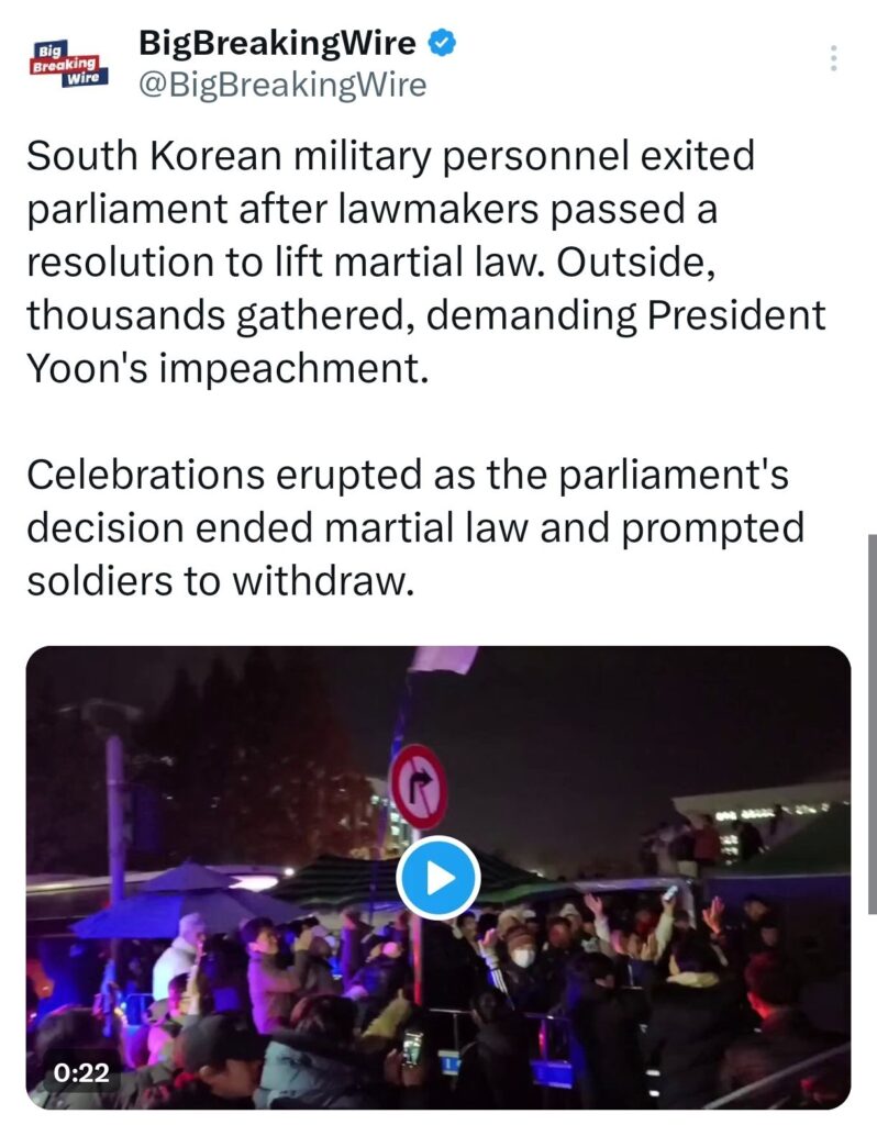 South Korean President Yoon Declares Martial Law Amid Political Tensions and Allegations of Authoritarianism