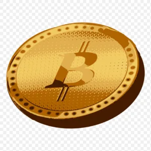 Gold Bitcoin png sticker, cryptocurrency