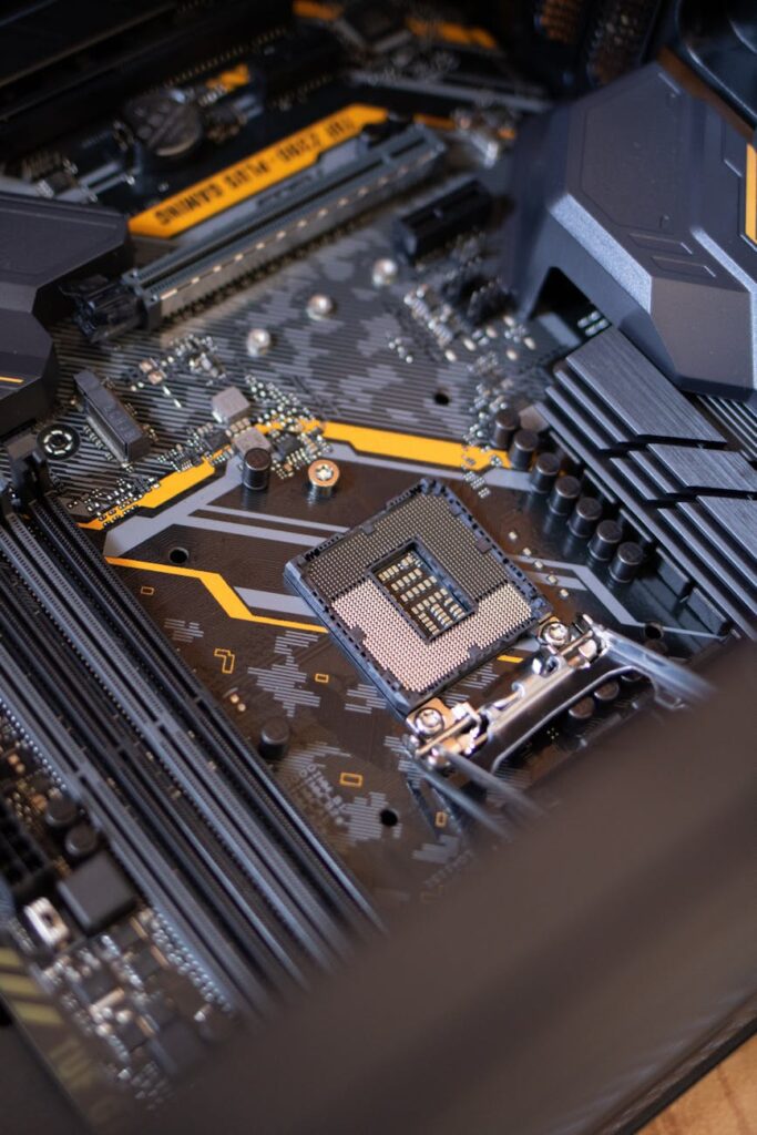 black and gray motherboard