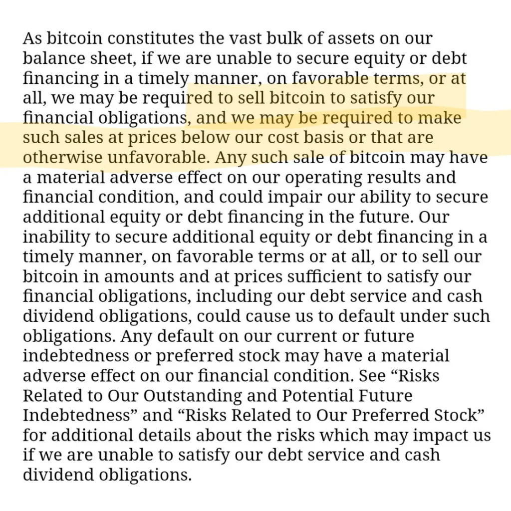 MicroStrategy Says It May Be Forced to Sell Bitcoin if Market Conditions Worsen MicroStrategy SEC Filing