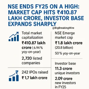 NSE Ends FY25 on a High: Market Cap Hits ₹410.87 Lakh Crore, Investor Base Expands Sharply