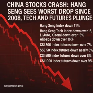 China Stocks Crash: Hang Seng Sees Worst Drop Since 2008, Tech and Futures Plunge
