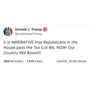 Trump Urges House Republicans to Quickly Pass Tax Cut Bill, Calls It Key to Economic Boom