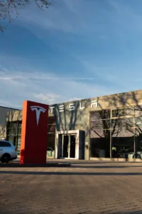 tesla showroom exterior in berlin germany