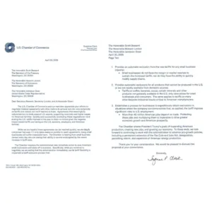 U.S. Chamber of Commerce Asks White House to Lift Tariffs to Help Small Businesses