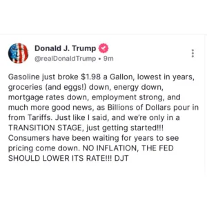 Trump Says Fed Should Cut Rates Again Ahead of Key Decision