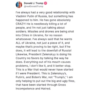 Donald Trump Criticizes Putin and Zelenskyy Over Ukraine War