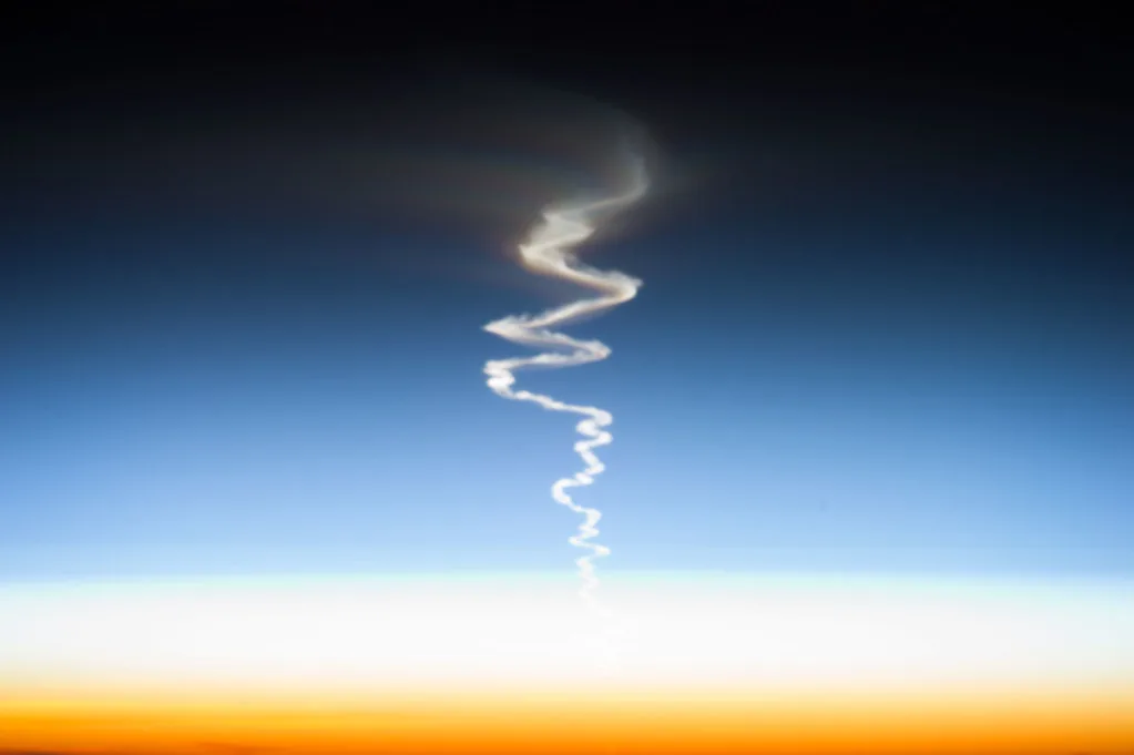 Missile Launch Viewed from the International Space Station