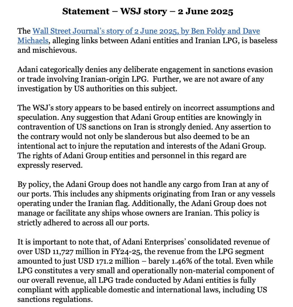 Gautam Adani’s Adani Group Under U.S. DOJ Probe for Alleged Iran Sanctions Violation: WSJ Gautam Adani’s Adani Group Under U.S. DOJ Probe for Alleged Iran Sanctions Violation: WSJ