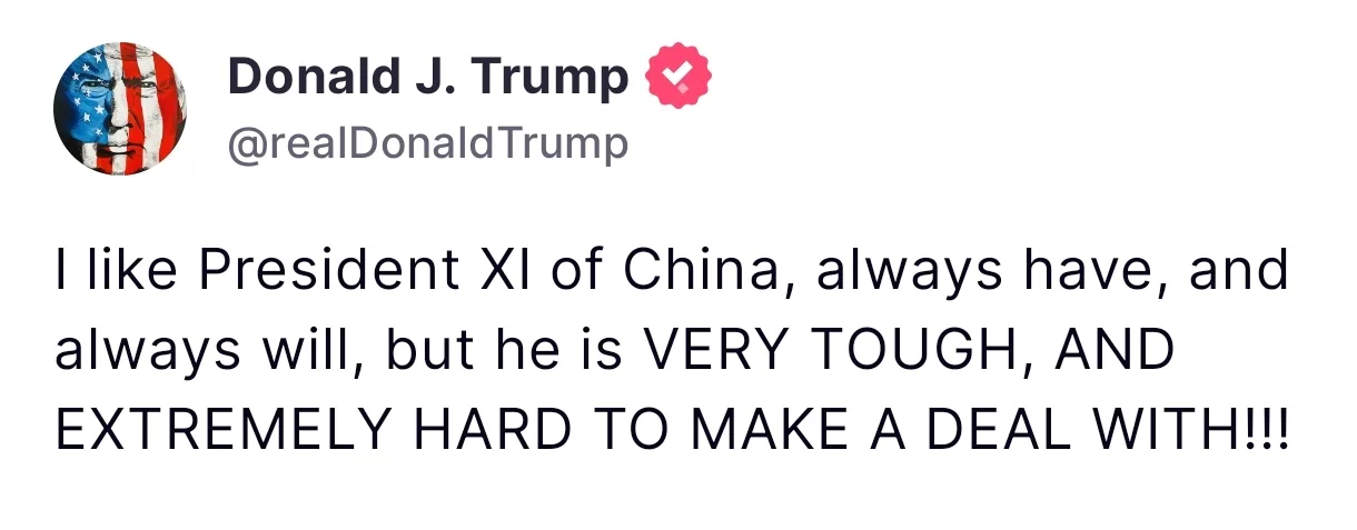 President Trump Says Xi Jinping Is “Very Tough” as U.S.-China Trade Tensions Rise