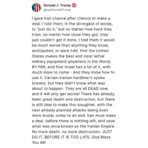 President Trump Warns Iran: “Make a Deal Before It’s Too Late”