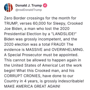 President Trump Slams Former President Biden Over Border Crisis and 2020 Election
