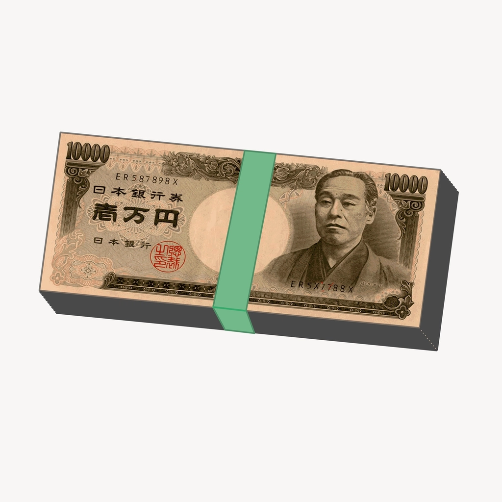 Japanese money wad clipart, Yen