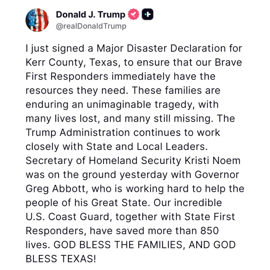 Texas Flash Flood Tragedy: President Trump Signs Major Disaster Declaration
