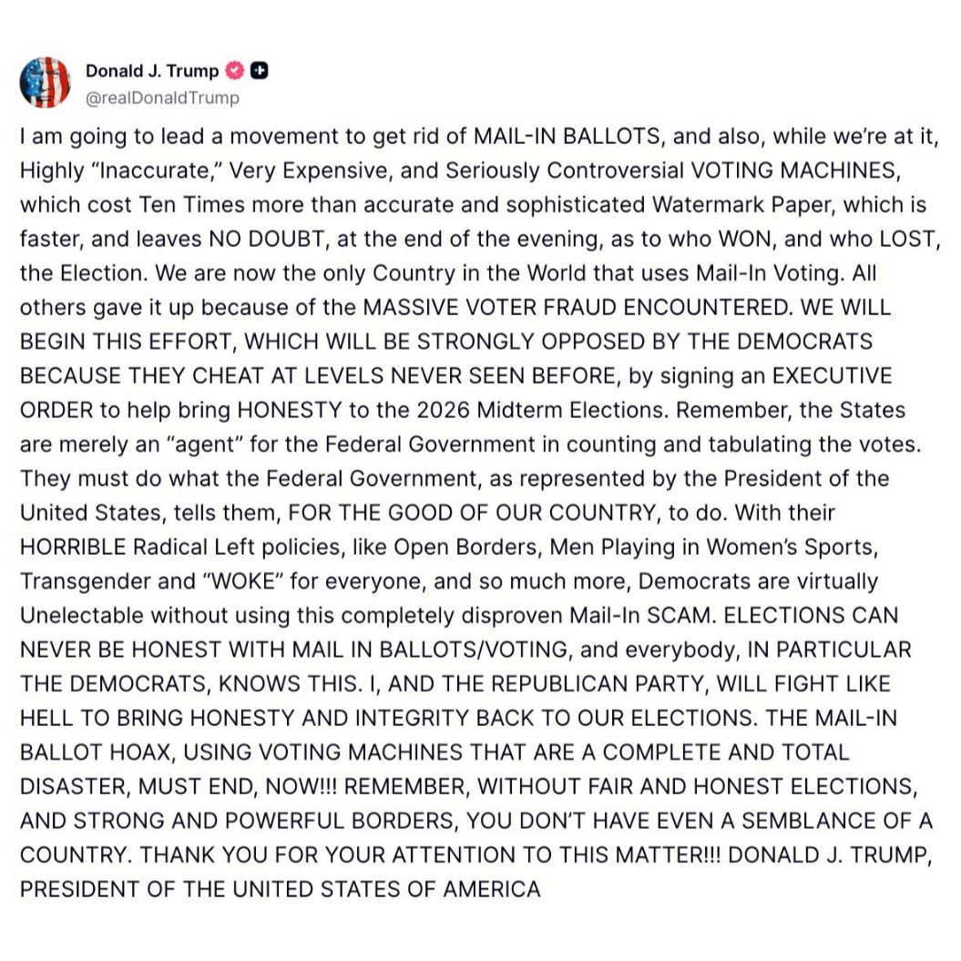 Donald Trump Announces Plan to Eliminate Mail-In Ballots and Voting Machines 1 Your Pulse on Stocks, Finance, Markets & the Global Economy Donald Trump Announces Plan to Eliminate Mail-In Ballots and Voting Machines