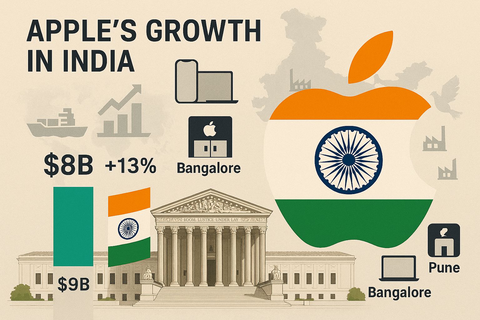 Apple India Sales Surge 13% to Record $9 Billion