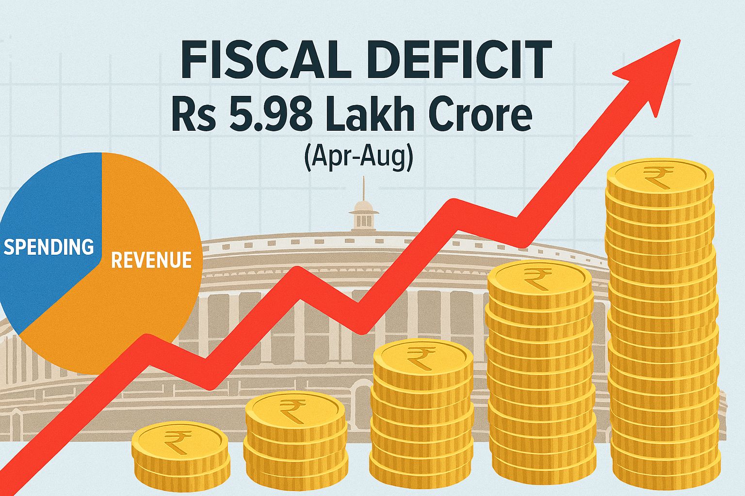 India’s Fiscal Deficit Rises to Rs 5.98 Lakh Crore in April-August