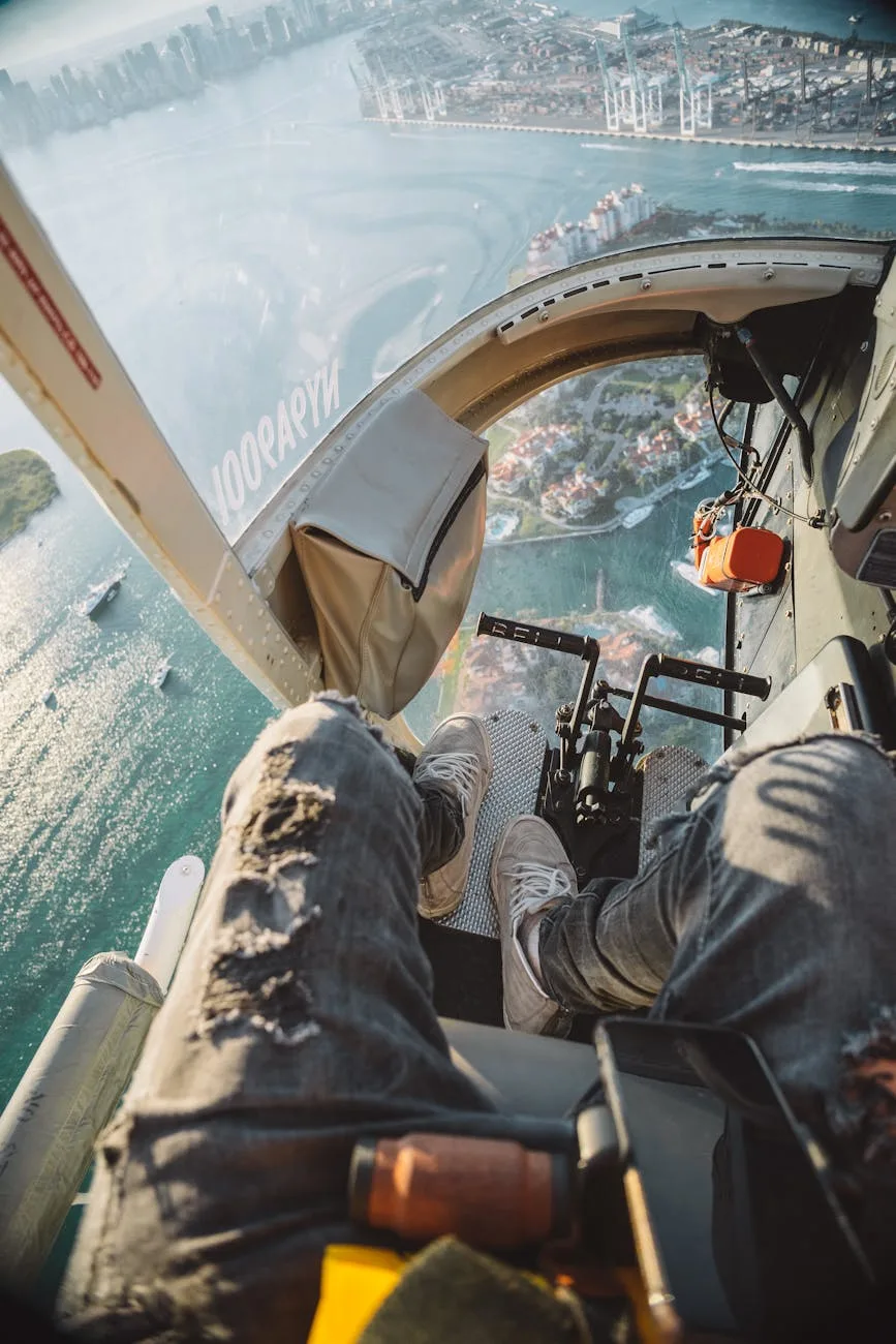 photo of person riding helicopter