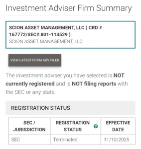 Michael Burry De-registers Scion Asset Management from the SEC 1 Your Pulse on Stocks, Finance, Markets & the Global Economy Michael Burry De-registers Scion Asset Management from the SEC