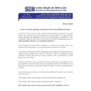 SEBI Caution on Unregistered Online Bond Platforms