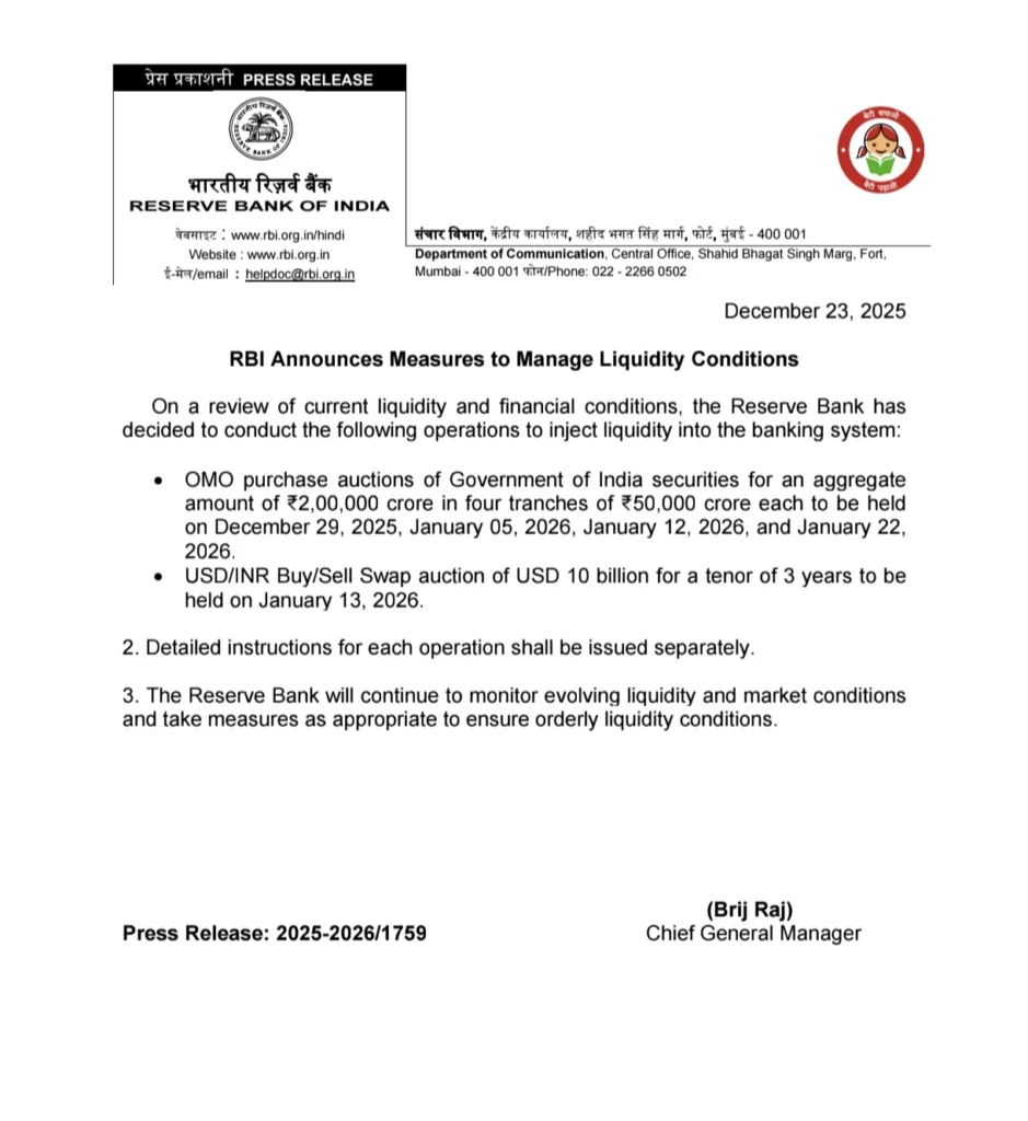 RBI to Inject ~$32 Billion Liquidity via OMO and FX Swaps 2 Your Pulse on Stocks, Finance, Markets & the Global Economy 1000165359 BigBreakingWire