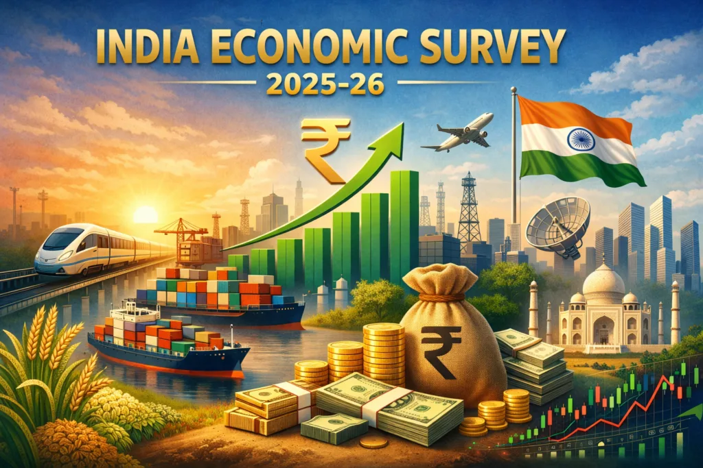 India Economic Survey 2025-26: GDP 7.4%, Inflation 1.7%, Record Exports, Strong Banking System