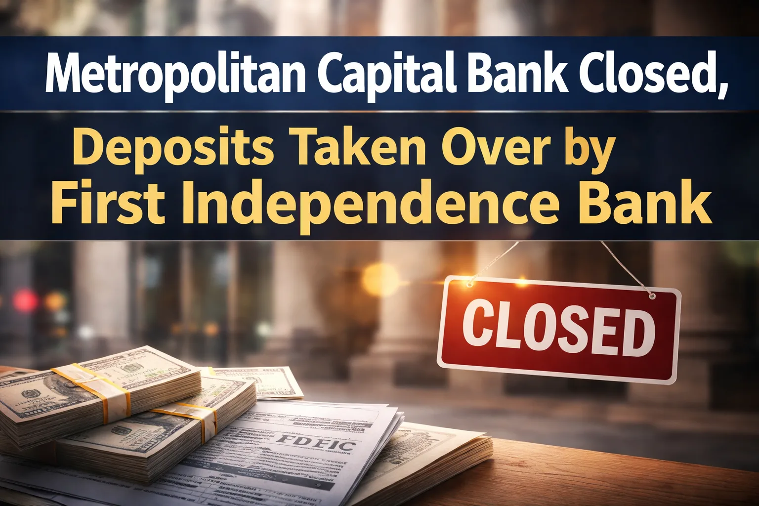 Metropolitan Capital Bank Closed, All Deposits Taken Over by First Independence Bank 1 Your Pulse on Stocks, Finance, Markets & the Global Economy Metropolitan Capital Bank Closed, All Deposits Taken Over by First Independence Bank