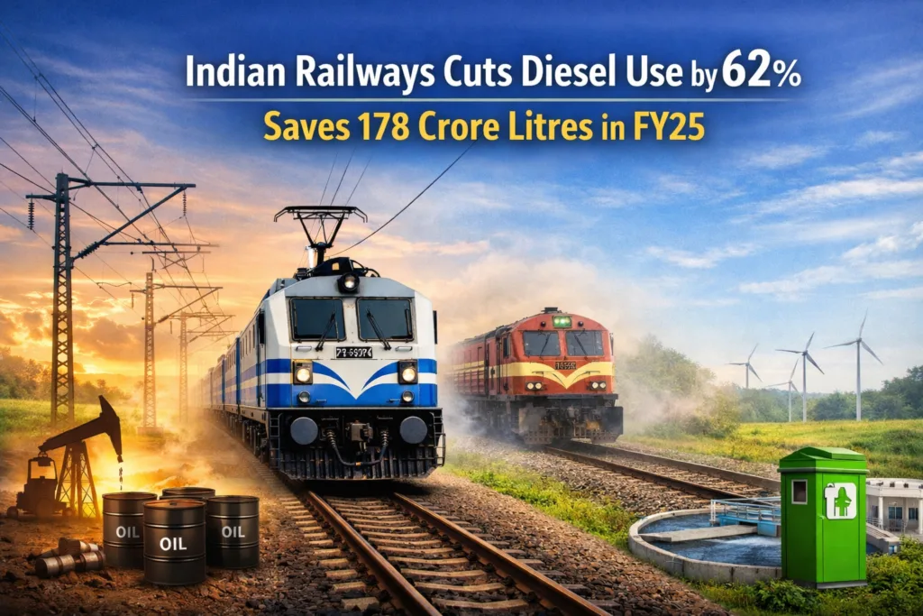 Indian Railways Electrification Cuts Diesel Use by 62%, Saves 178 Crore Litres in FY25