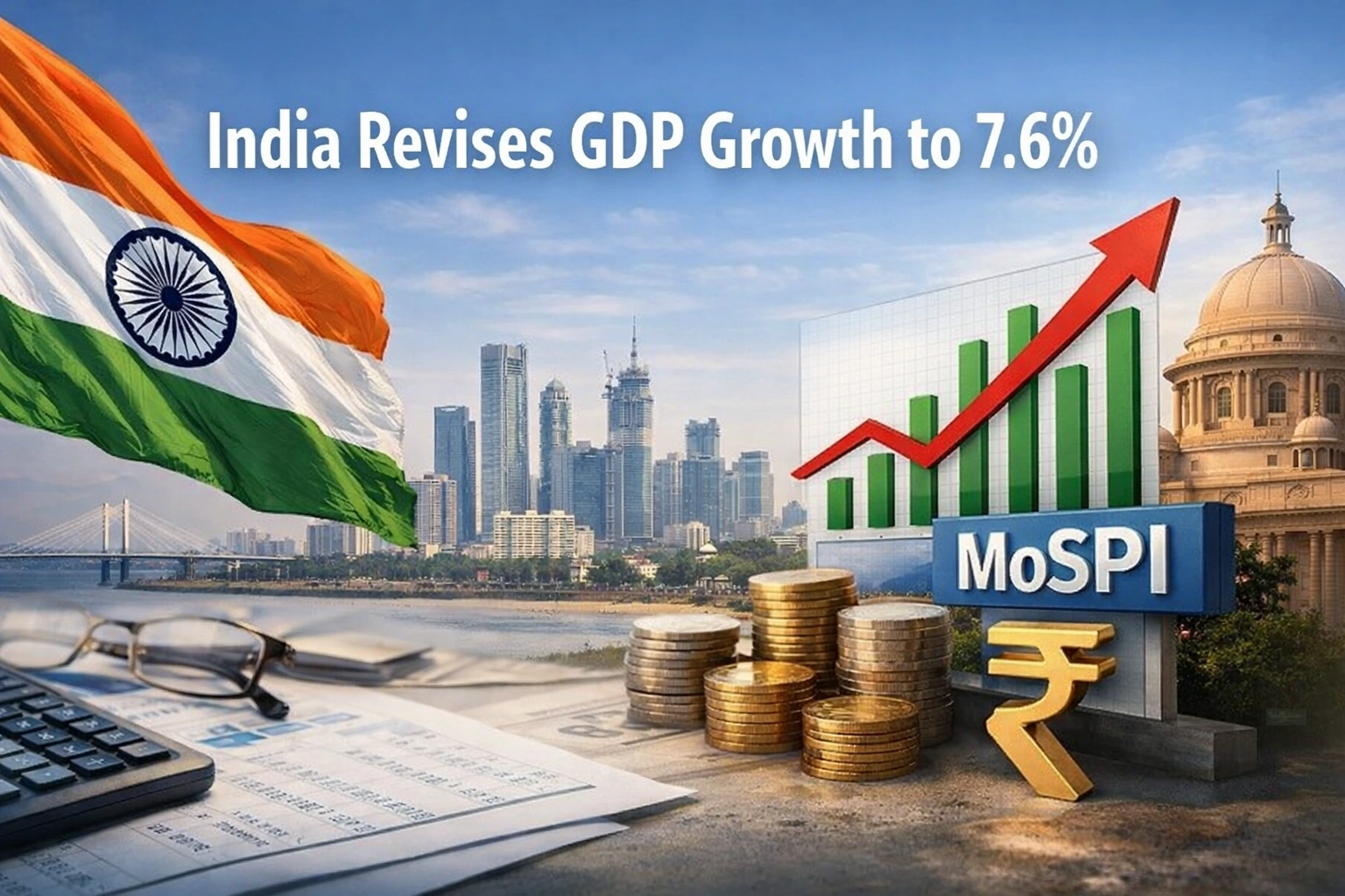 India Revises GDP Growth to 7.6% Under New Base Year