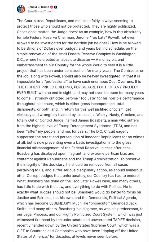 Trump Attacks Supreme Court Tariff Ruling and Fed Chair 3 Your Pulse on Stocks, Finance, Markets & the Global Economy 1000191781 BigBreakingWire