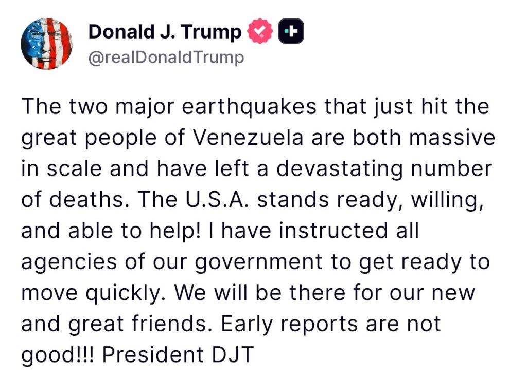 Massive Twin Quakes Hit Venezuela, Emergency Declared