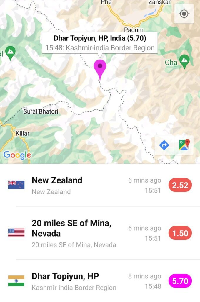 Magnitude 5.7 Earthquake Strikes Kashmir-India Border: GFZ Reports Seismic Activity